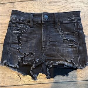 American Eagle Outfitters Black Distressed Jean Shorts
